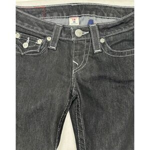 True Religion Section Skinny Jeans Black White Heavy Stitch Flap Pocket Size 26